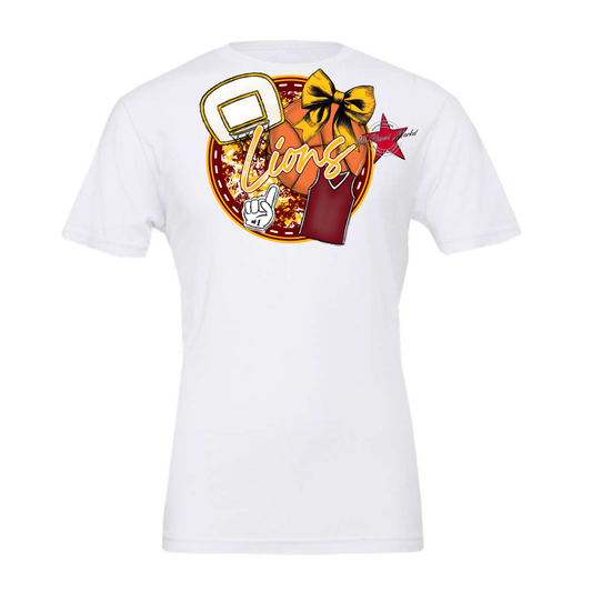Lions Circle Basketball Design-Maroon-Yellow