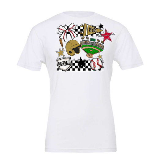 Bears Baseball Checkers Design-Gold