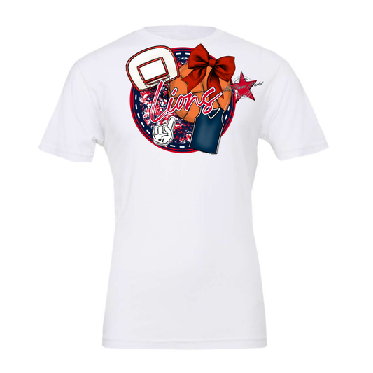 Lions Circle Basketball Design-Navy-Red