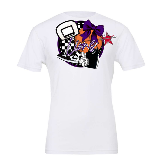 Lions Circle Basketball Design-Purple