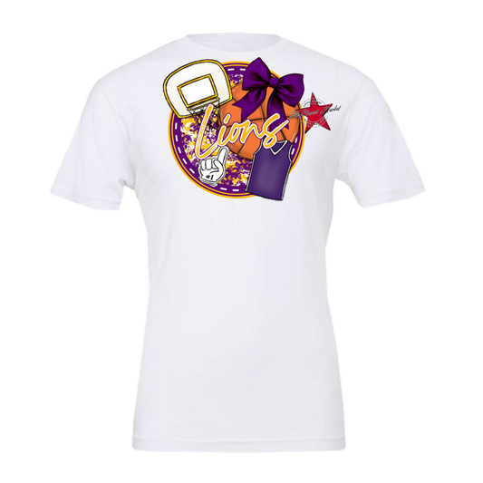 Lions Circle Basketball Design-Purple-Yellow