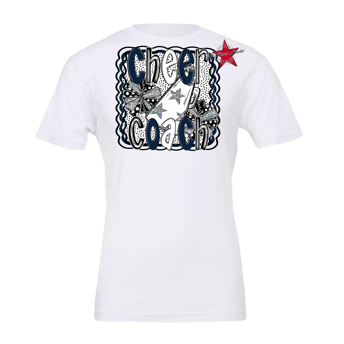 Cheer Coach Megaphone Dot Design-Navy