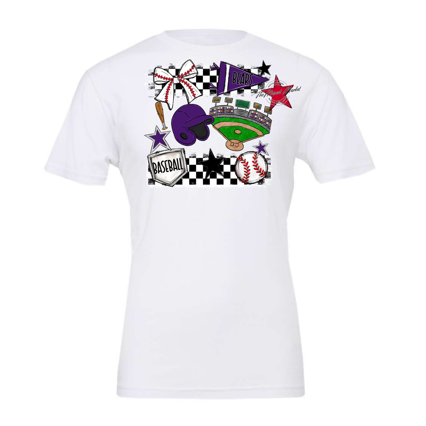 Bears Baseball Checkers Design-Purple
