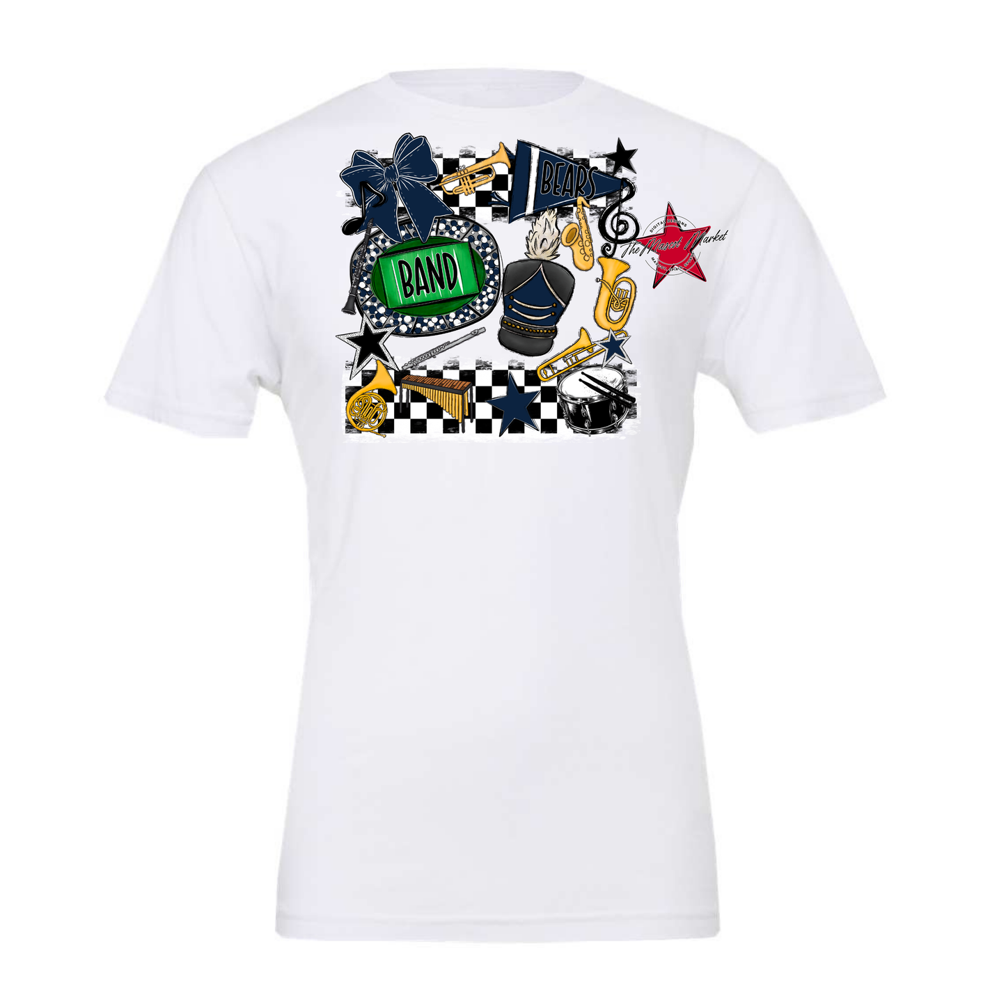 Bears Band Checkers Design-Navy