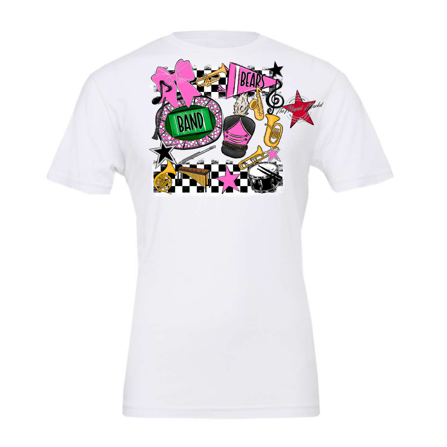 Bears Band Checkers Design-Baby Pink