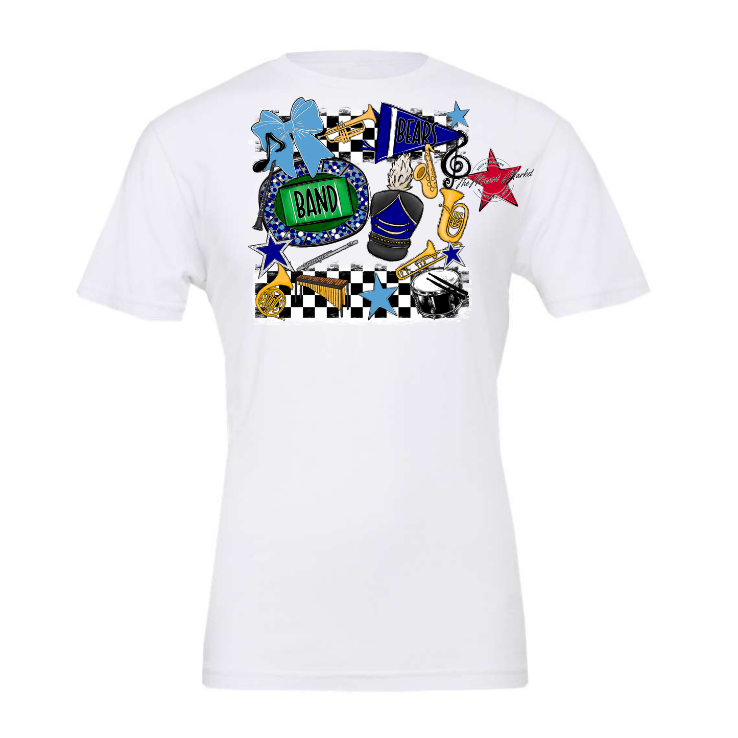 Bears Band Checkers Design-Blue-Carolina Blue