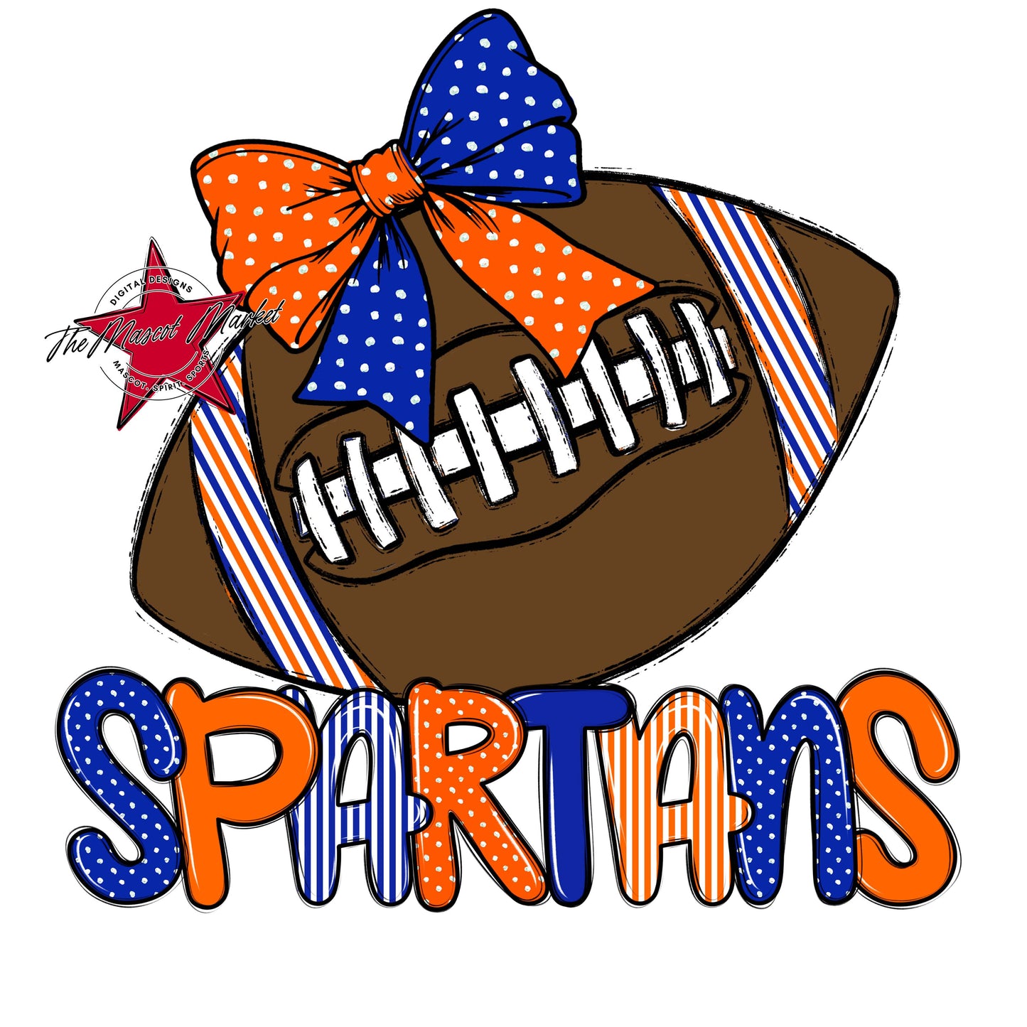 Spartans Football Spirit Design-Royal Blue & Orange