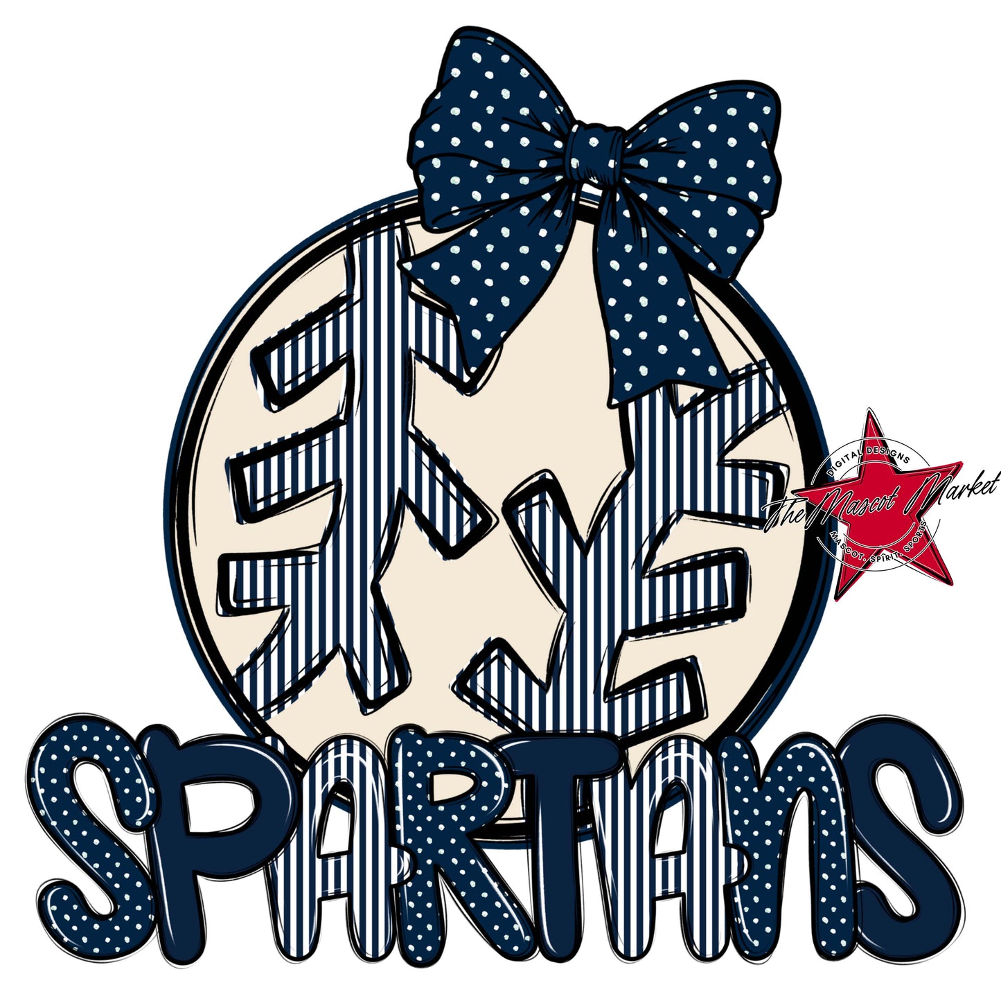 Spartans Baseball-Softball Spirit Design-Navy