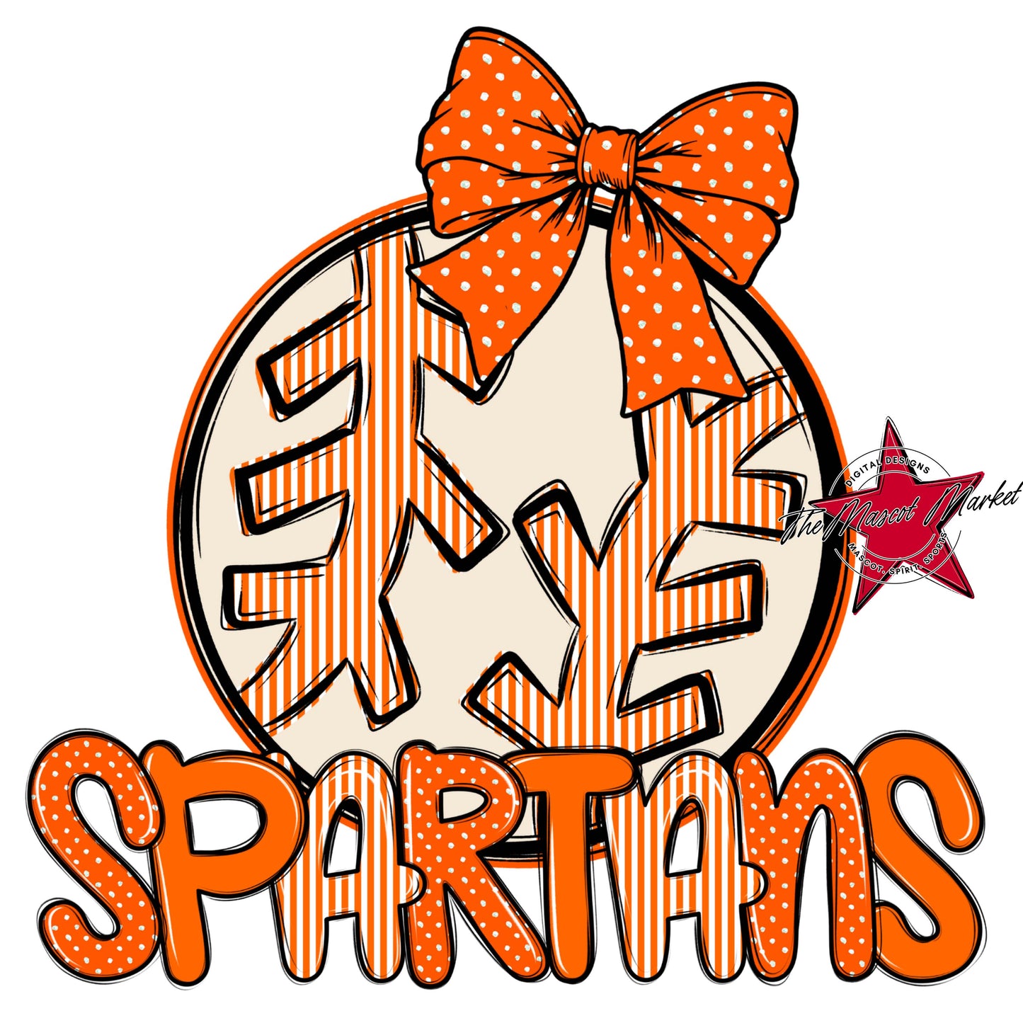 Spartans Baseball-Softball Spirit Design-Orange