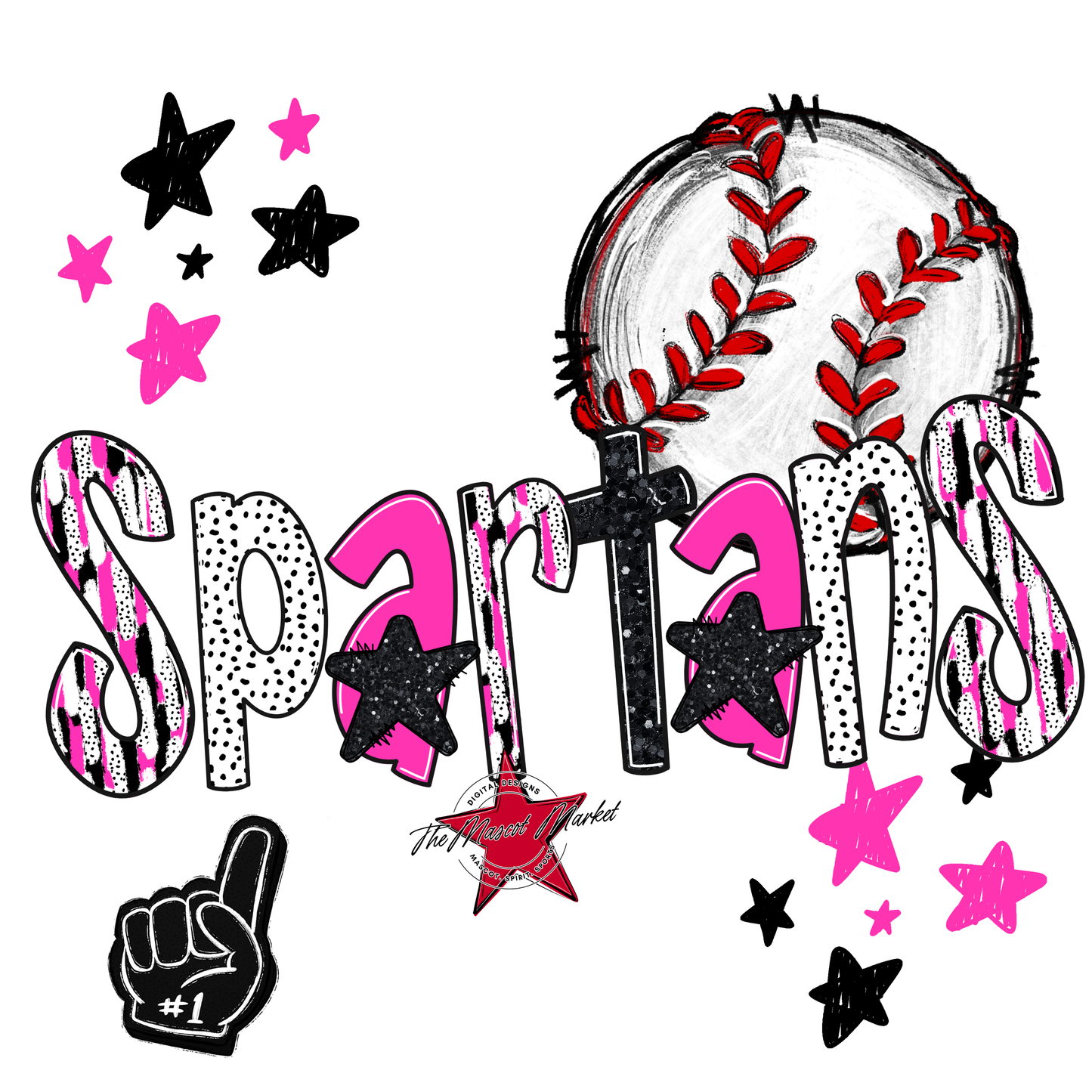 Spartans Baseball Scrape-Pink