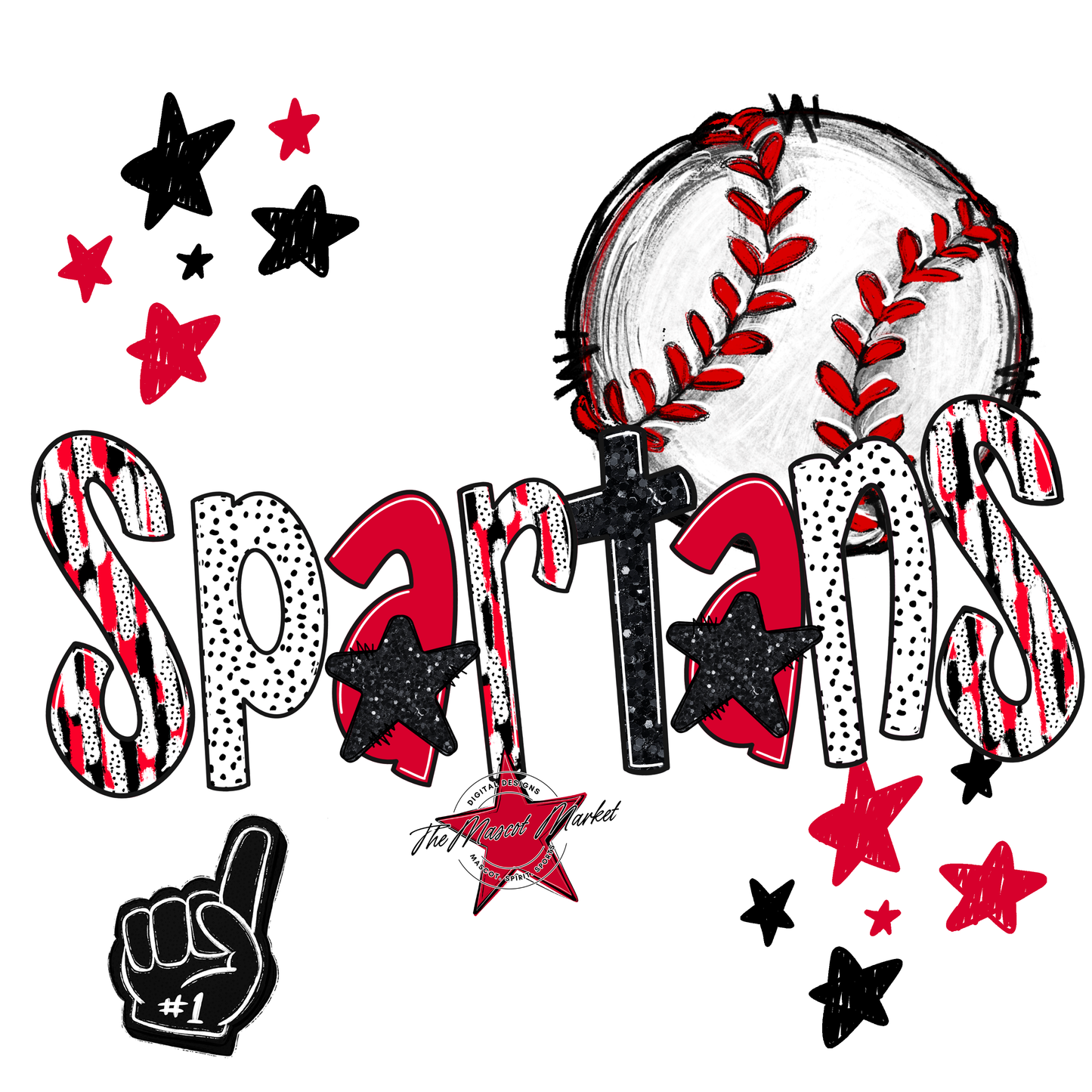 Spartans Baseball Scrape-Red