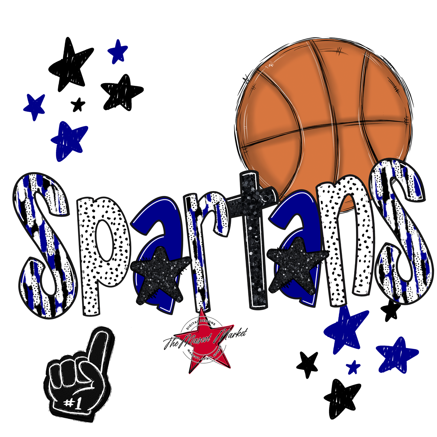 Spartans Basketball Scrape-Blue