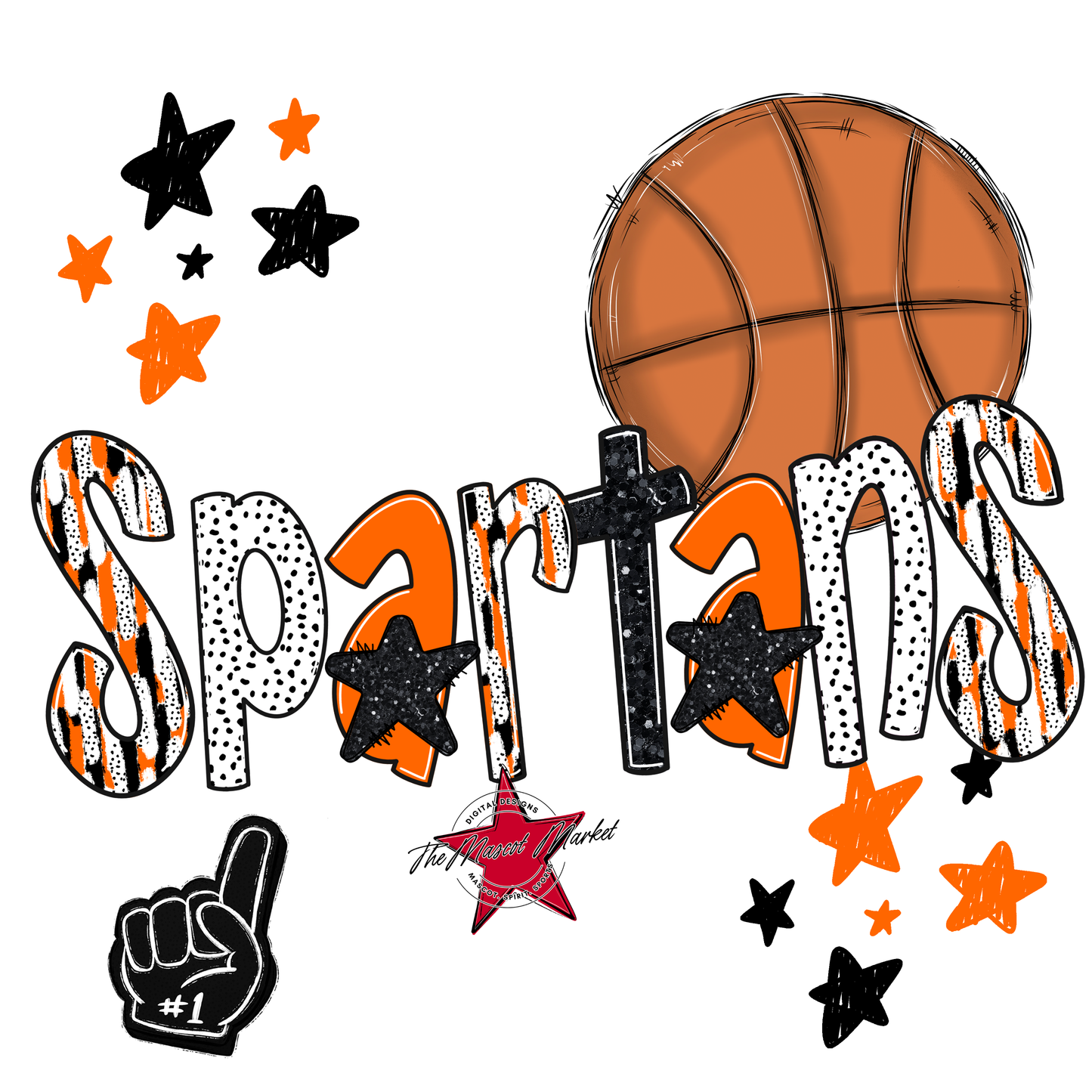 Spartans Basketball Scrape-Orange