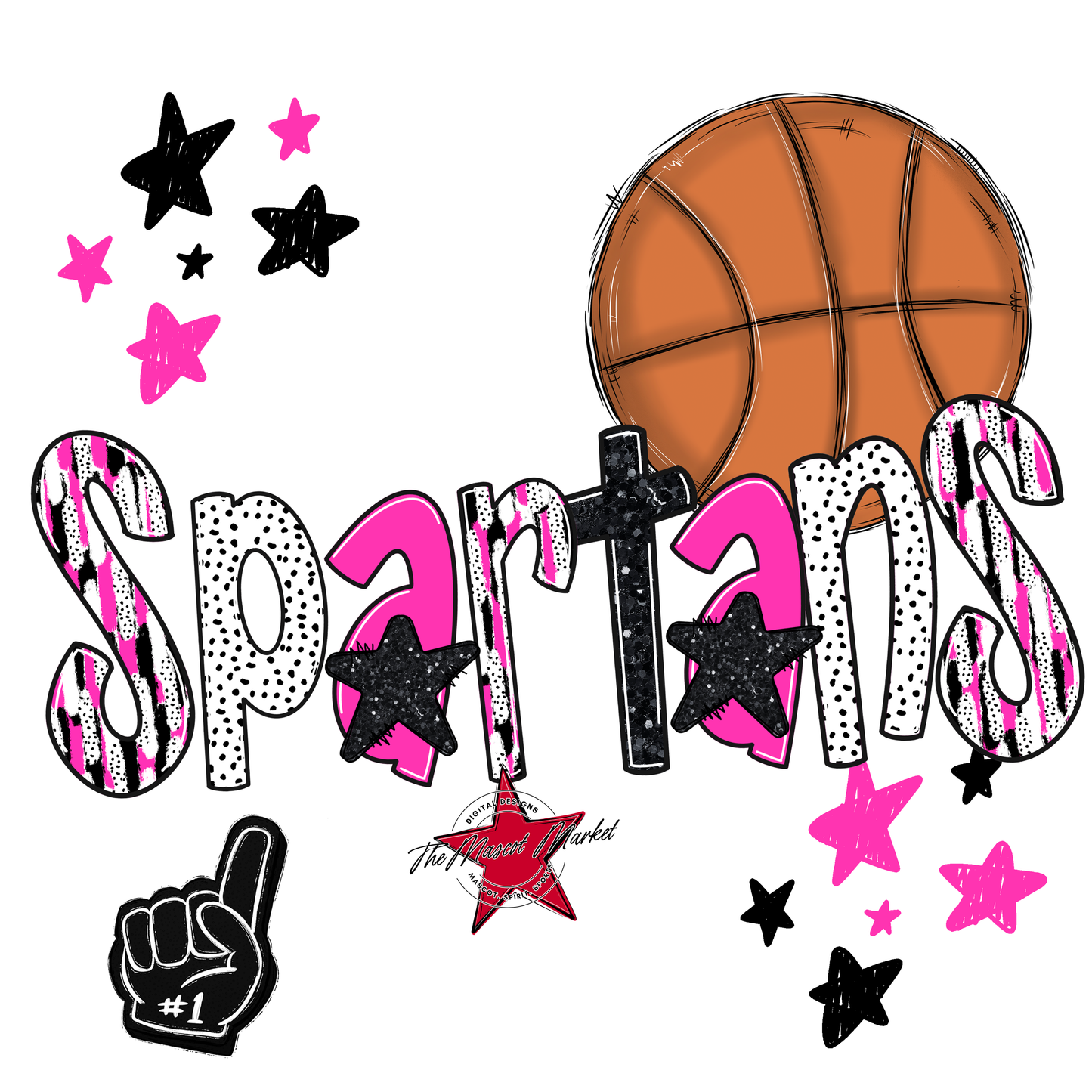Spartans Basketball Scrape-Pink