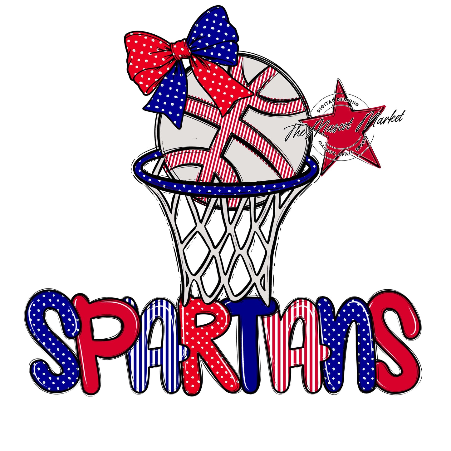 Spartans Basketball Spirit Design-Blue & Red