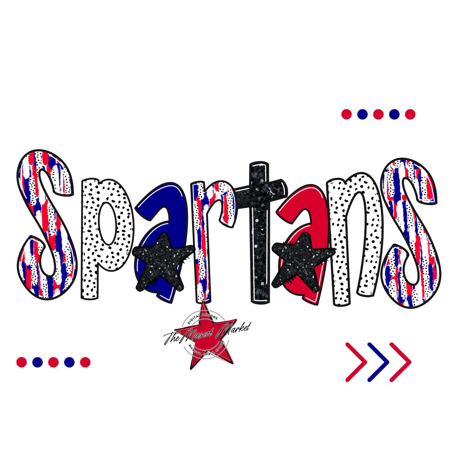 Spartans Brushstroke Alpha w Arrows-Blue-Red