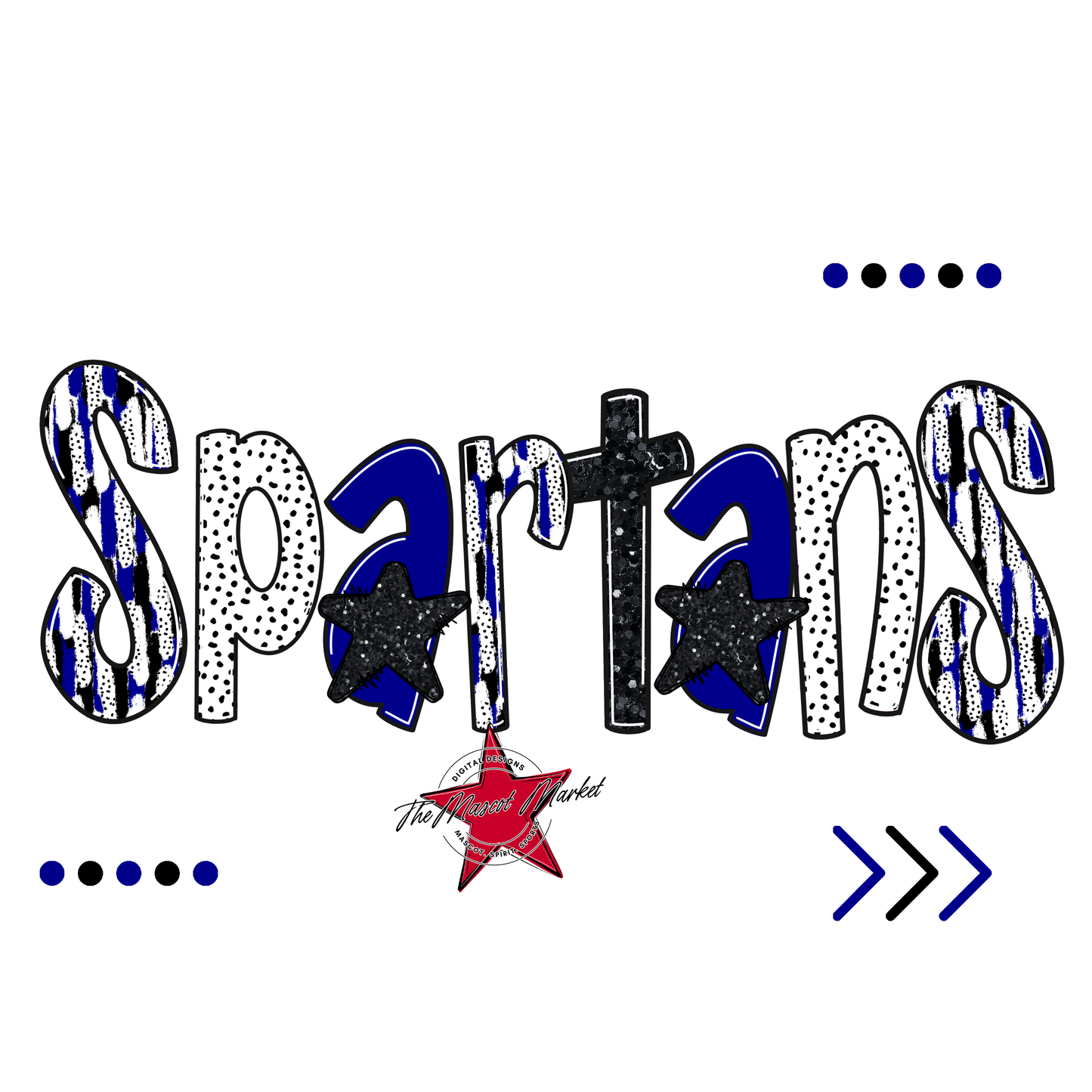 Spartans Brushstroke Alpha w Arrows-Blue