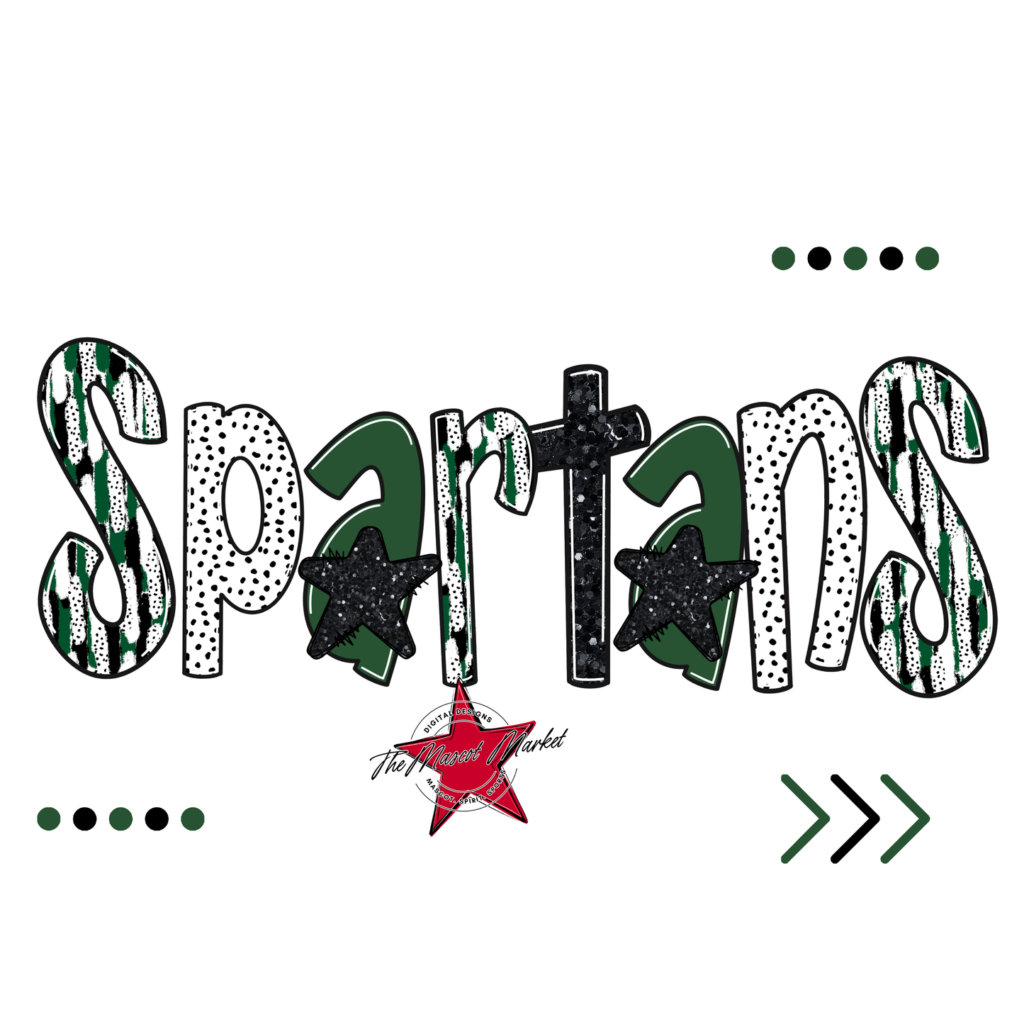 Spartans Brushstroke Alpha w Arrows-Green