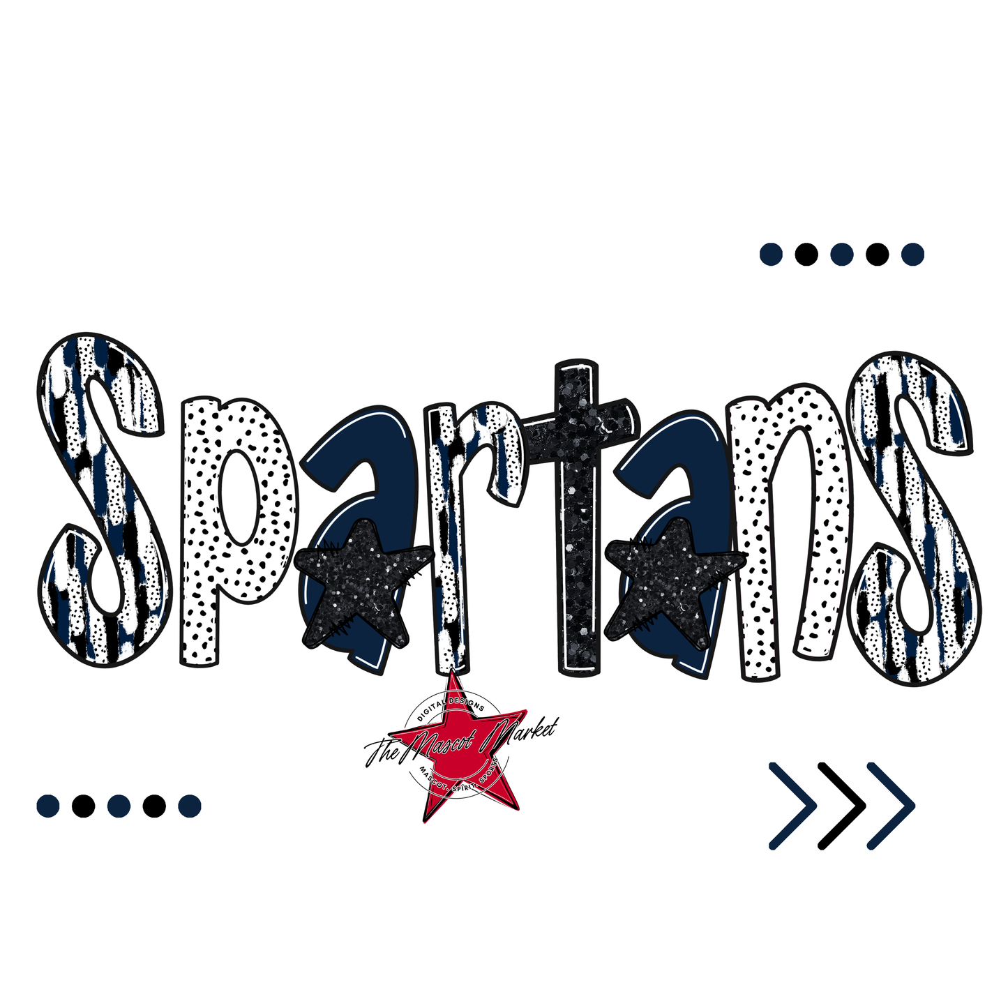 Spartans Brushstroke Alpha w Arrows-Navy