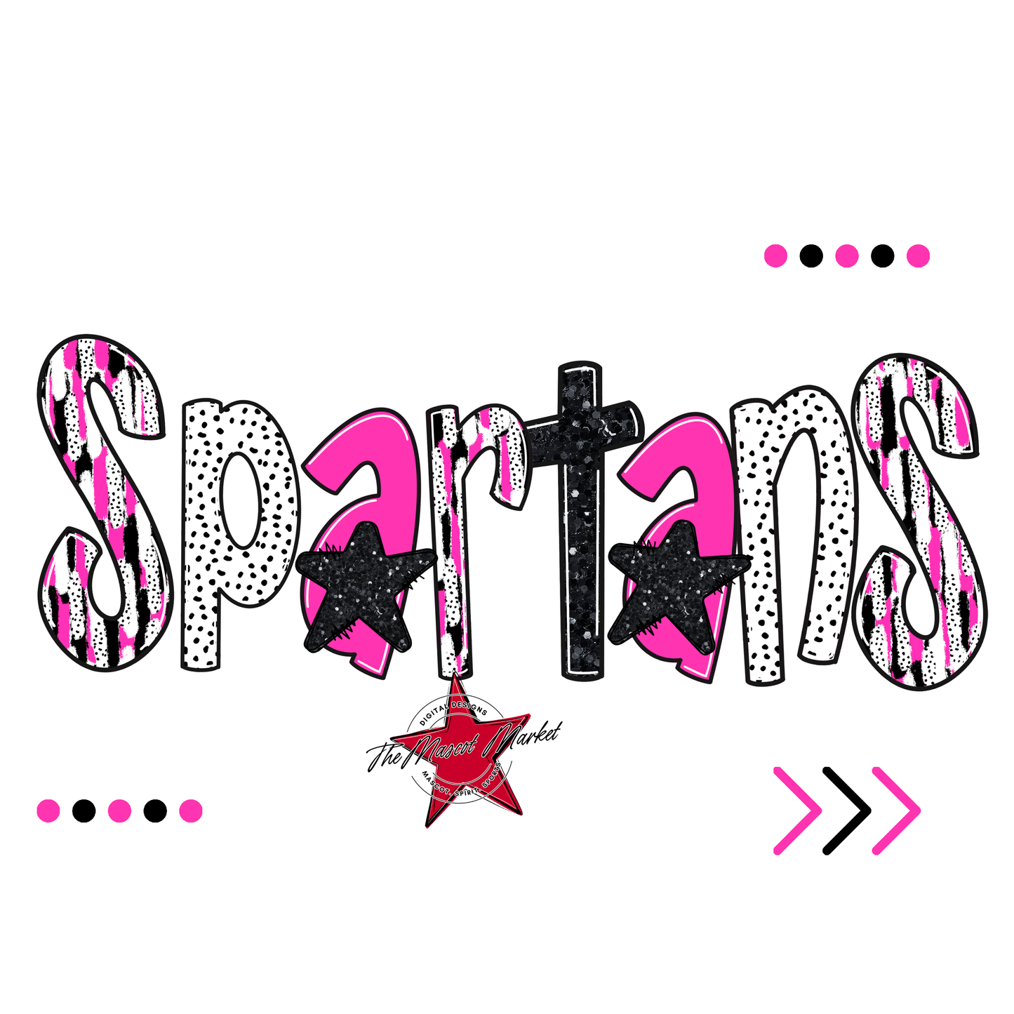 Spartans Brushstroke Alpha w Arrows-Pink