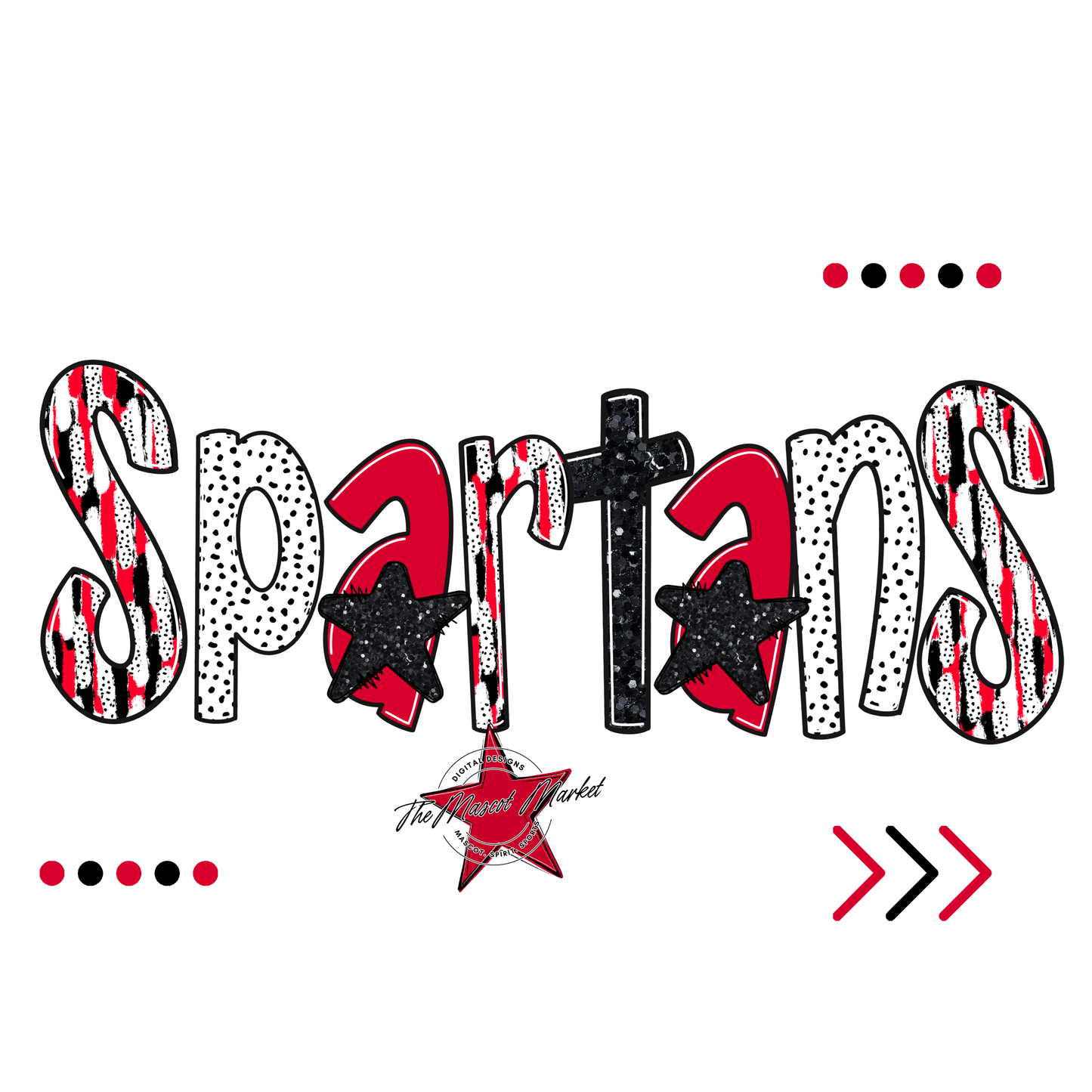 Spartans Brushstroke Alpha w Arrows-Red