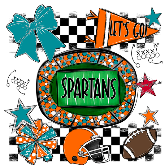Spartans Checkers Spirit Design-Orange