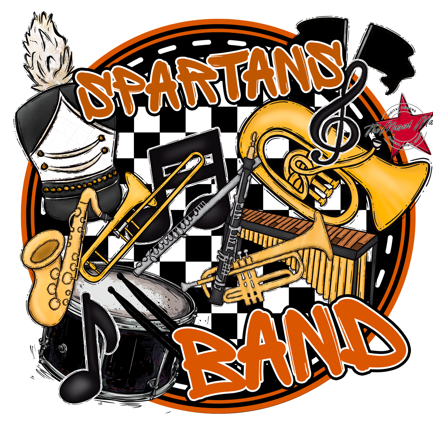Spartans Circle Band Design-Burnt Orange