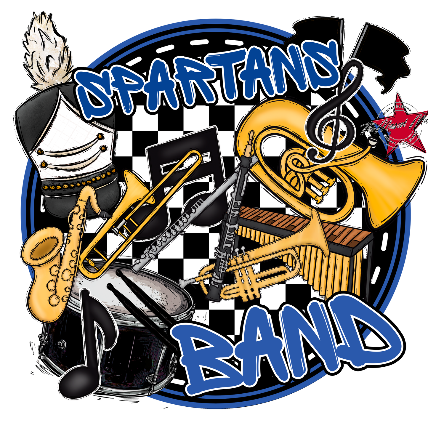 Spartans Circle Band Design-Off Blue