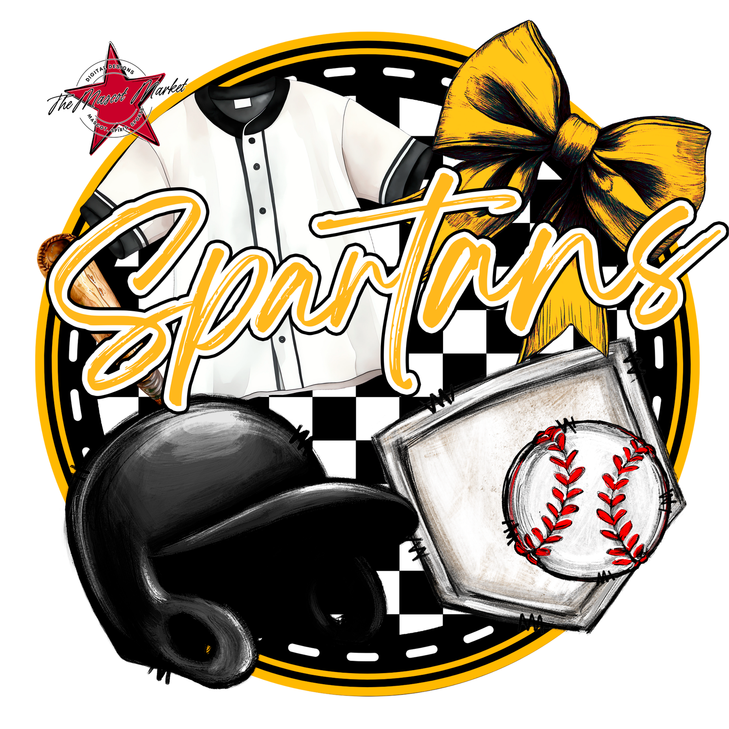 Spartans Circle Baseball Design-Yellow