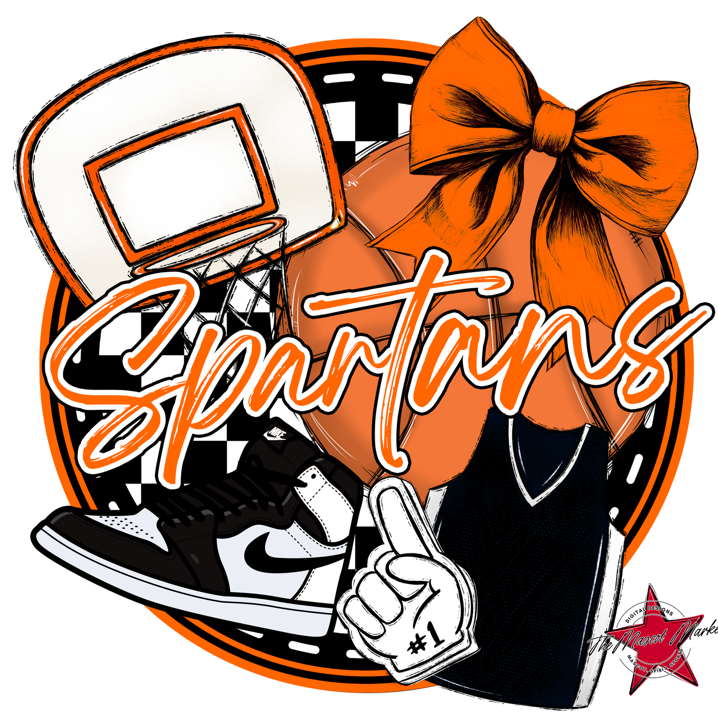 Spartans Circle Basketball Design-Orange
