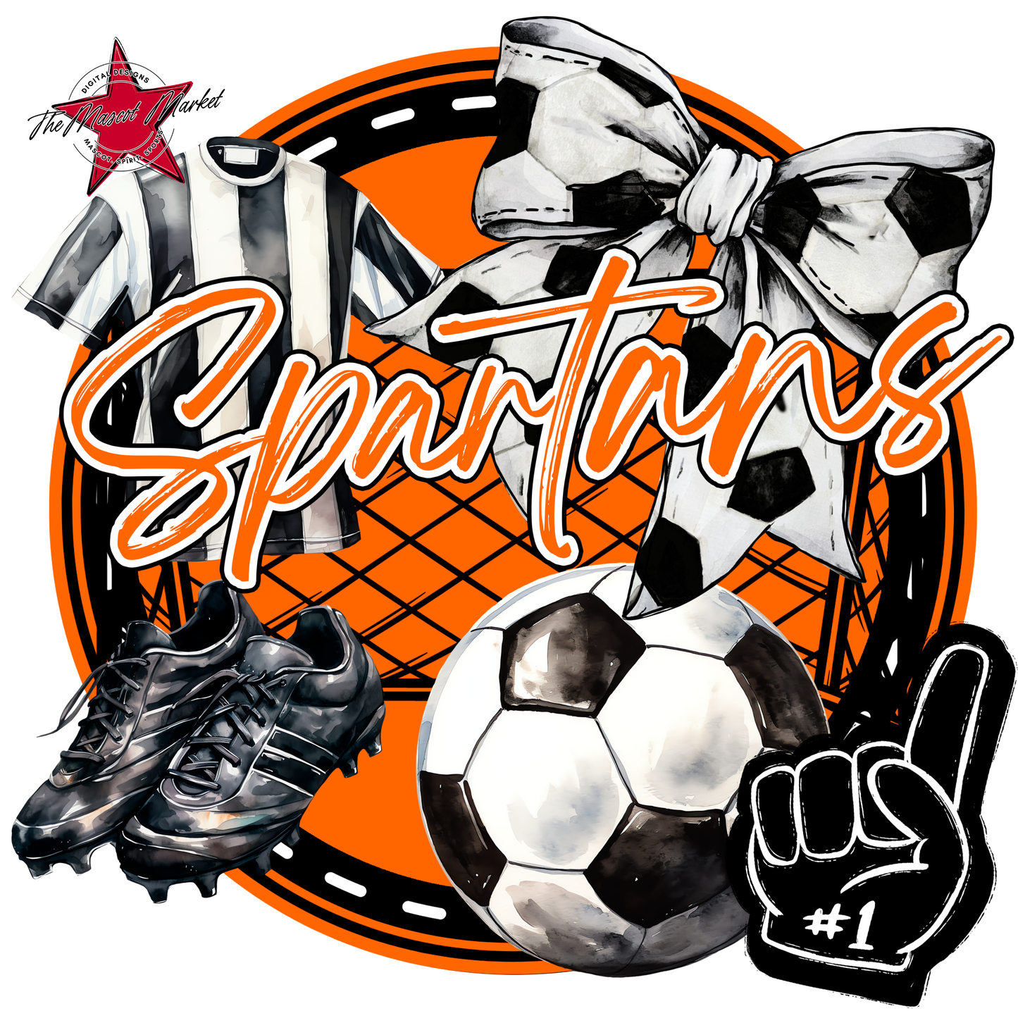 Spartans Circle Soccer Design-Orange