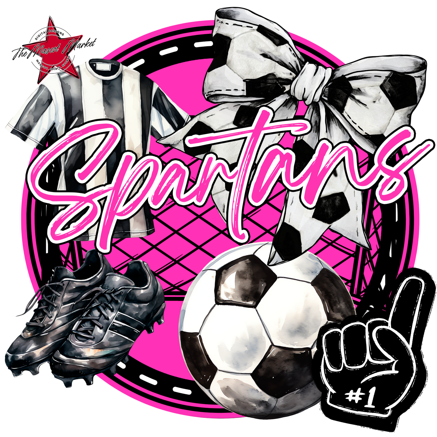 Spartans Circle Soccer Design-Pink