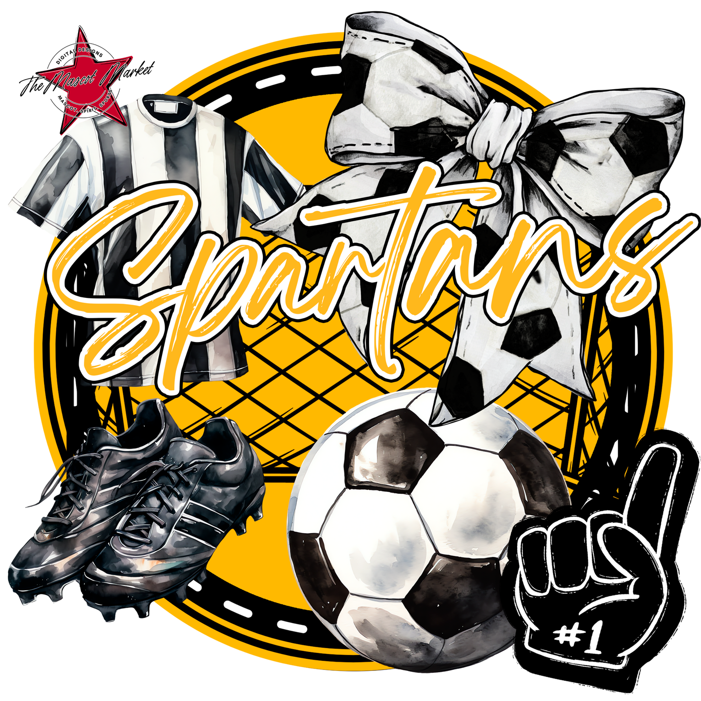 Spartans Circle Soccer Design-Yellow