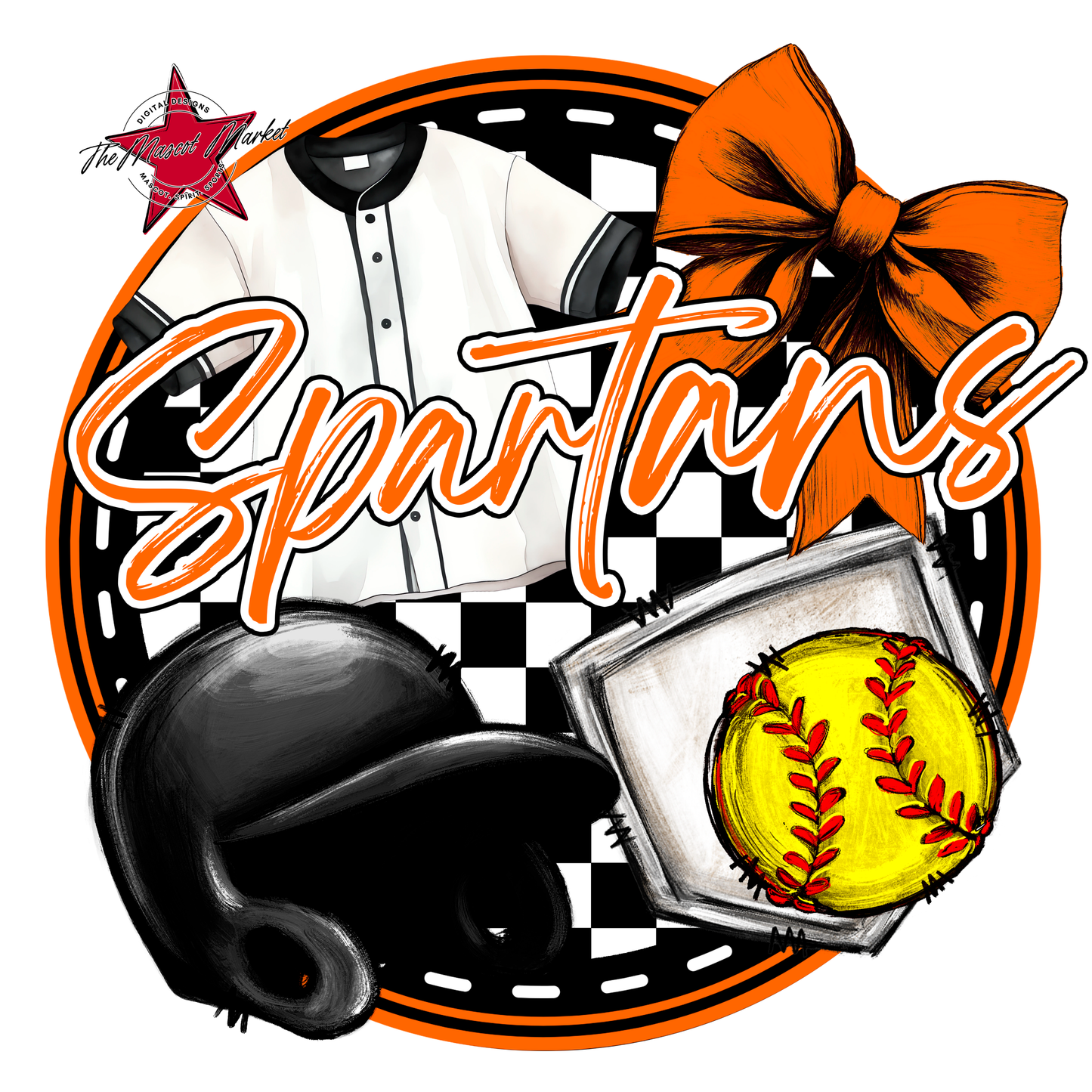 Spartans Circle Softball Design-Orange