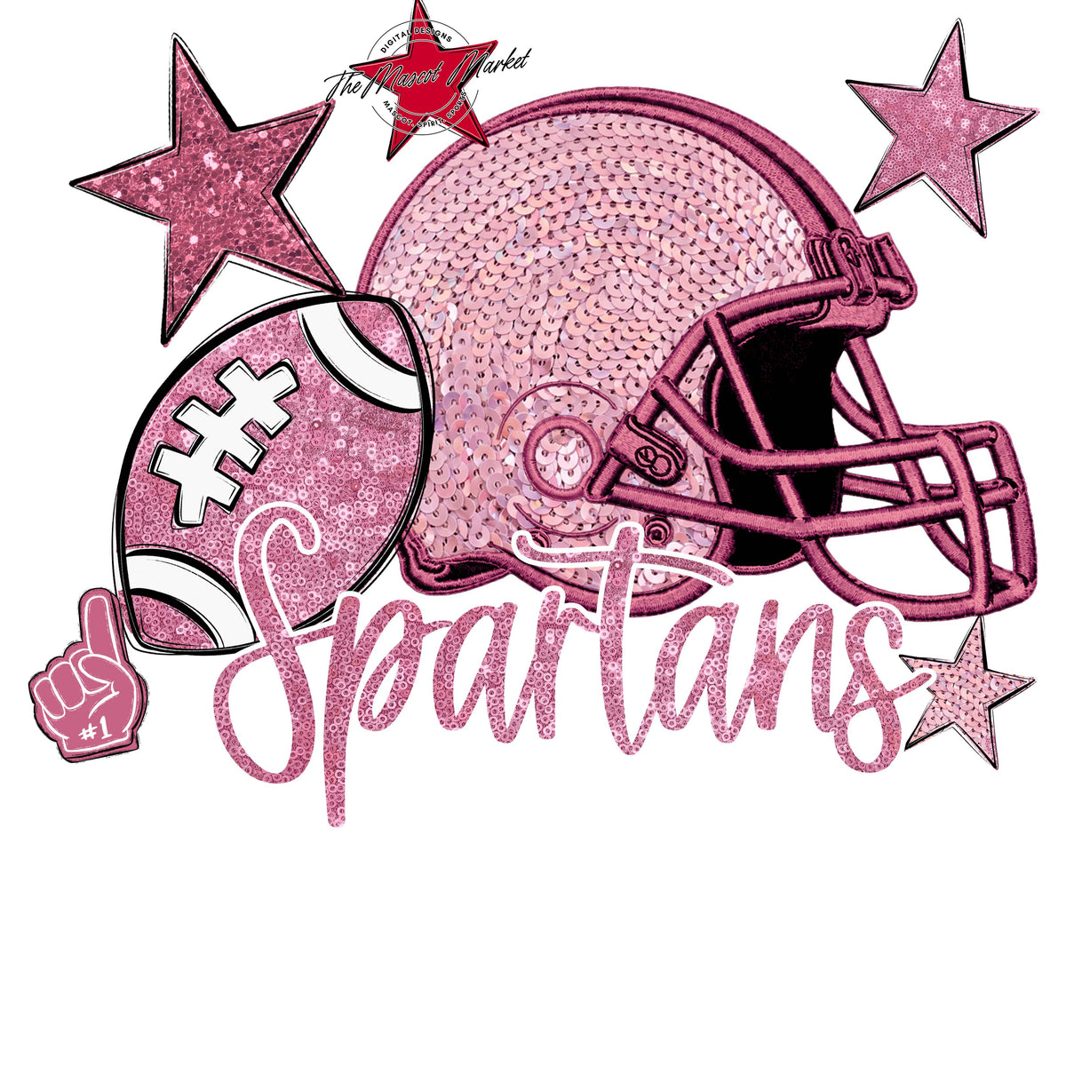 Spartans Football Embroidered Sequins Design-Pink Out