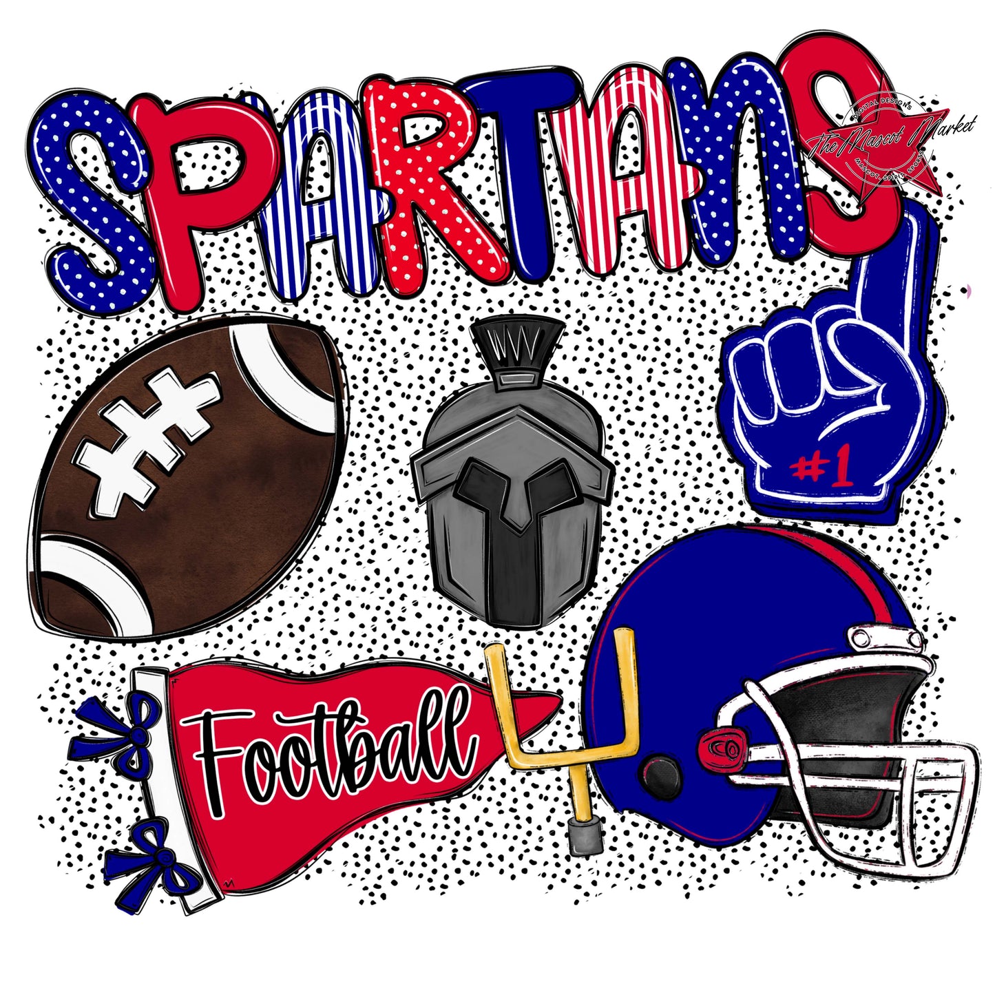 Spartans Football Spirit-Blue & Red