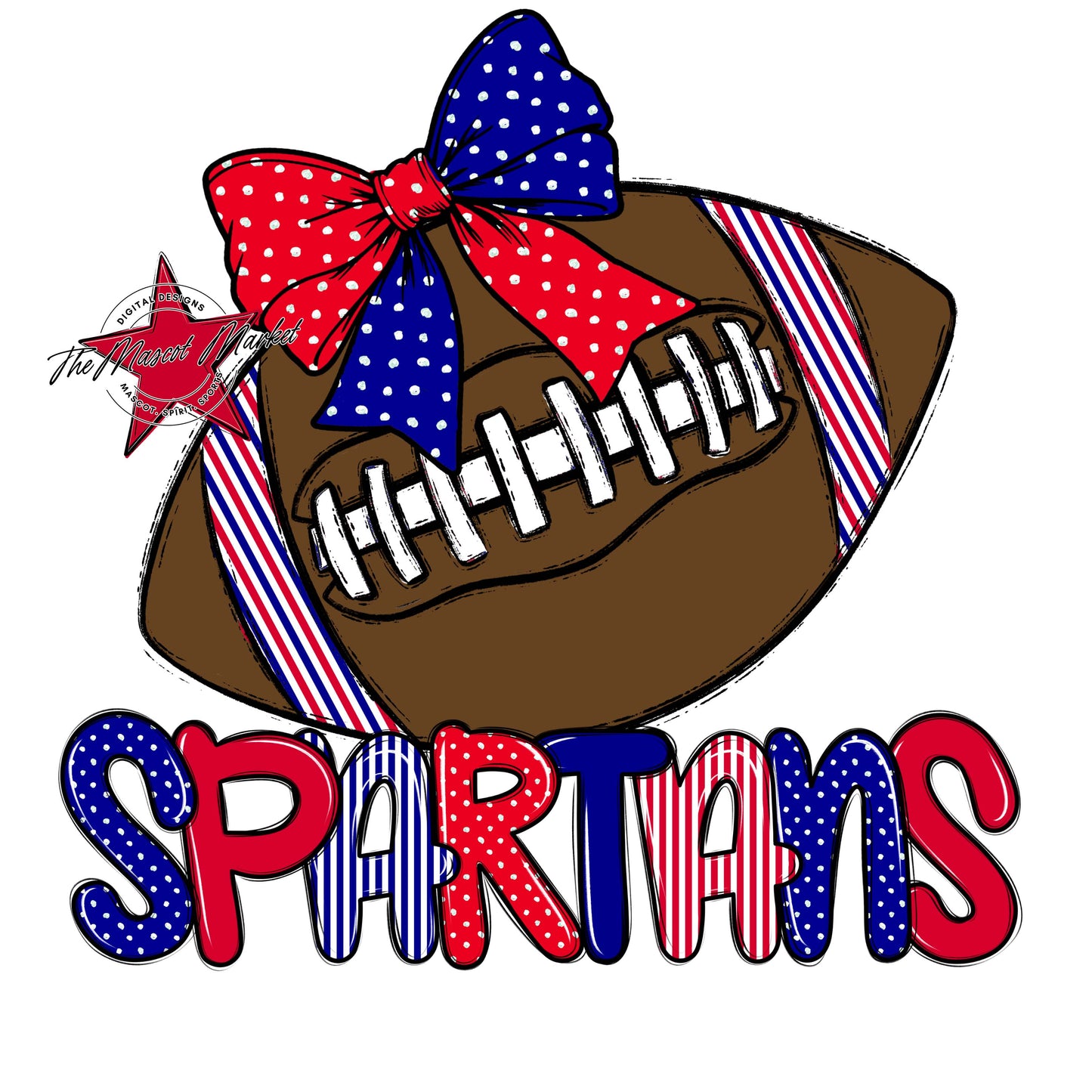 Spartans Football Spirit Design-Blue & Red