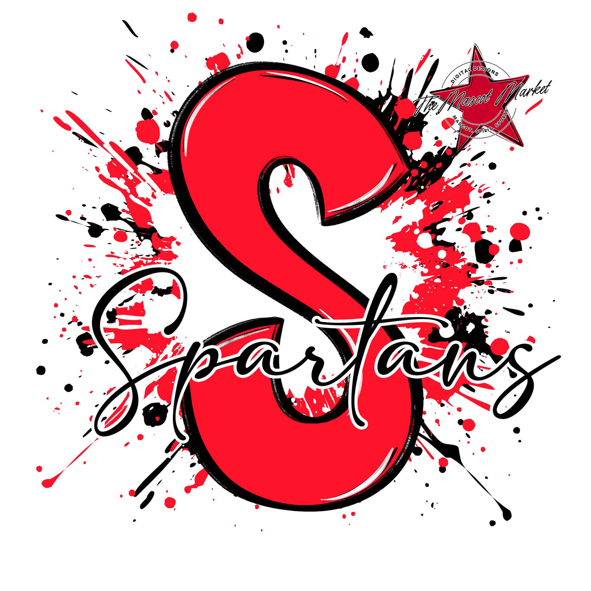 Spartans Mascot Splatter-Bright Red