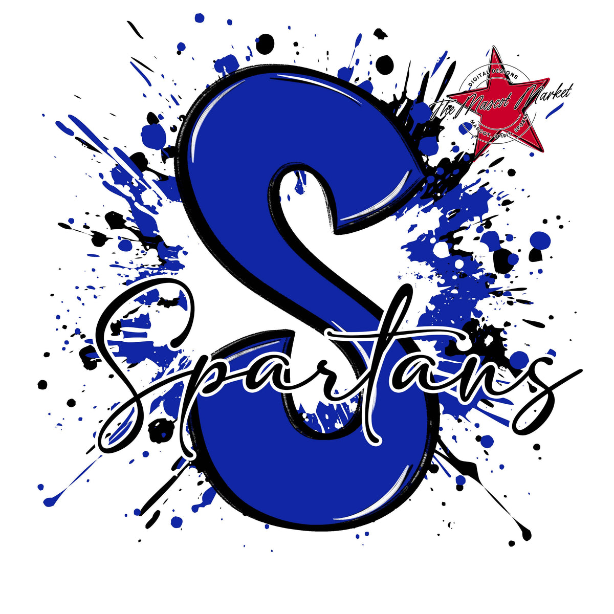 Spartans Mascot Splatter-Royal Blue