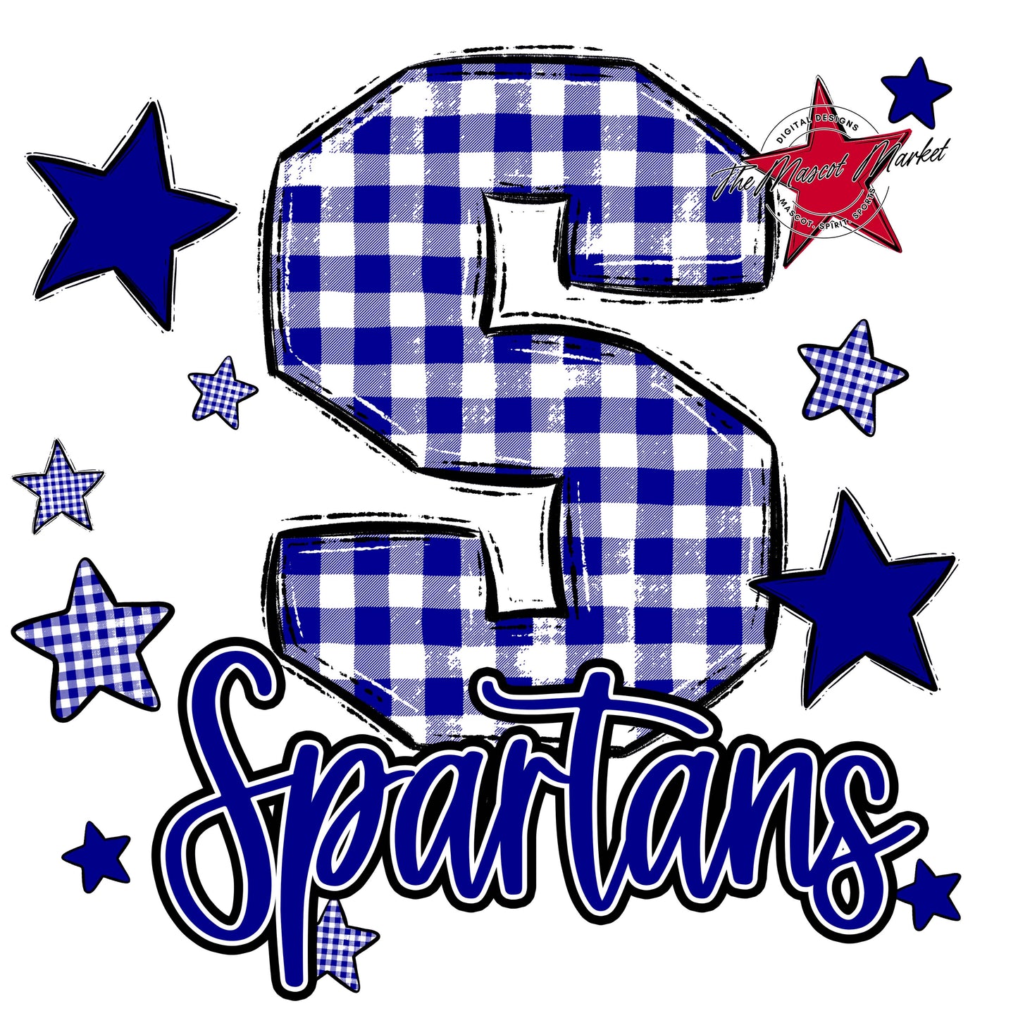Spartans Plaid Star Design-Blue