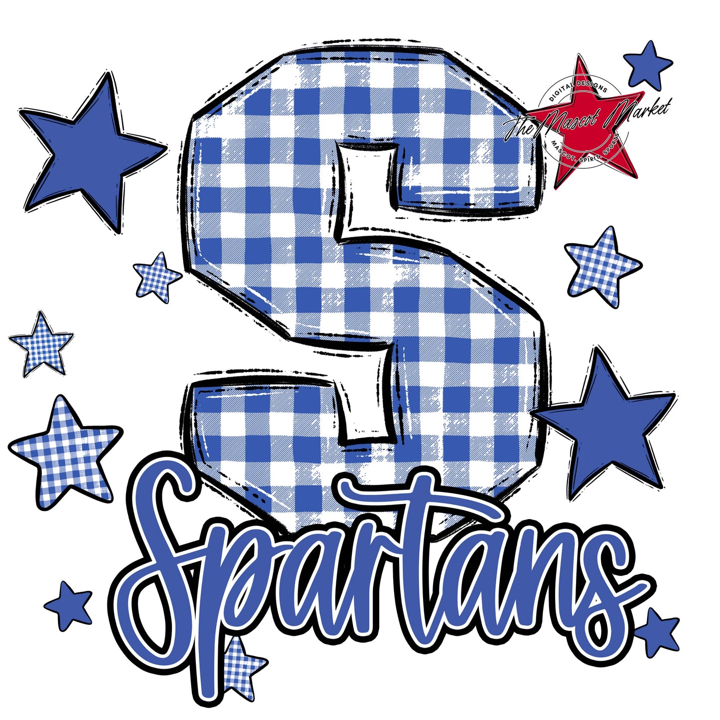 Spartans Plaid Star Design-Off Blue
