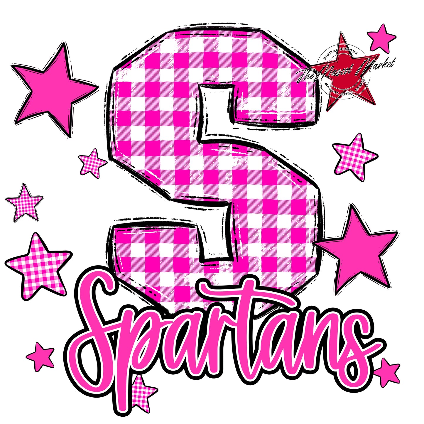 Spartans Plaid Star Design-Pink