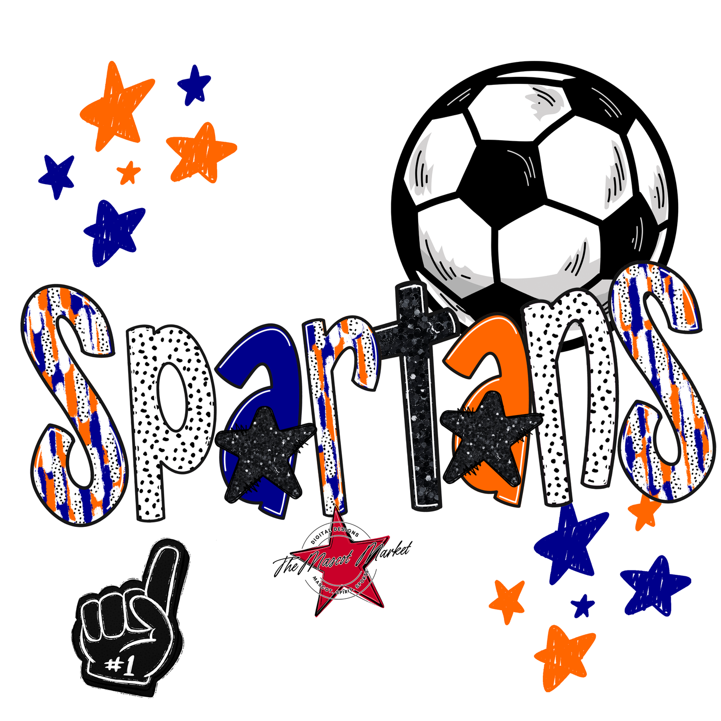Spartans Soccer Scrape-Blue-Orange