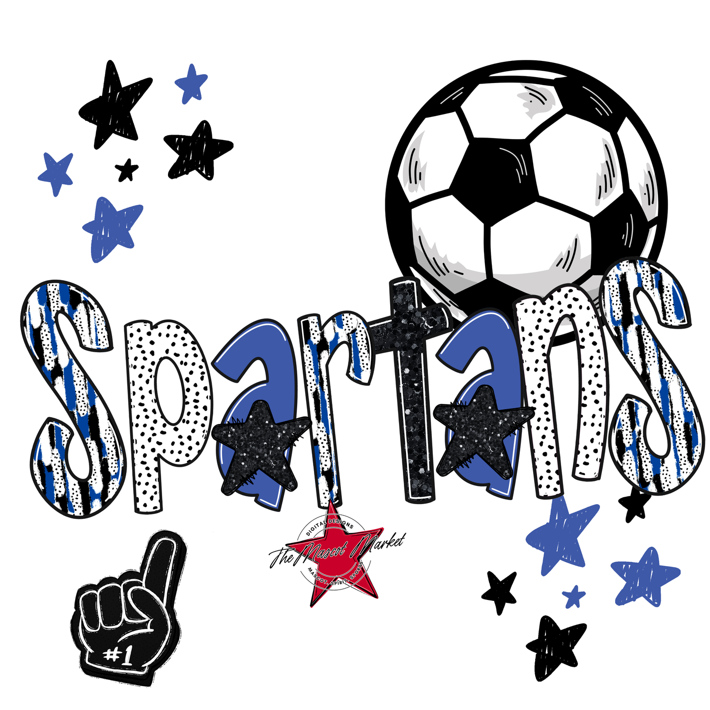 Spartans Soccer Scrape-Off Blue