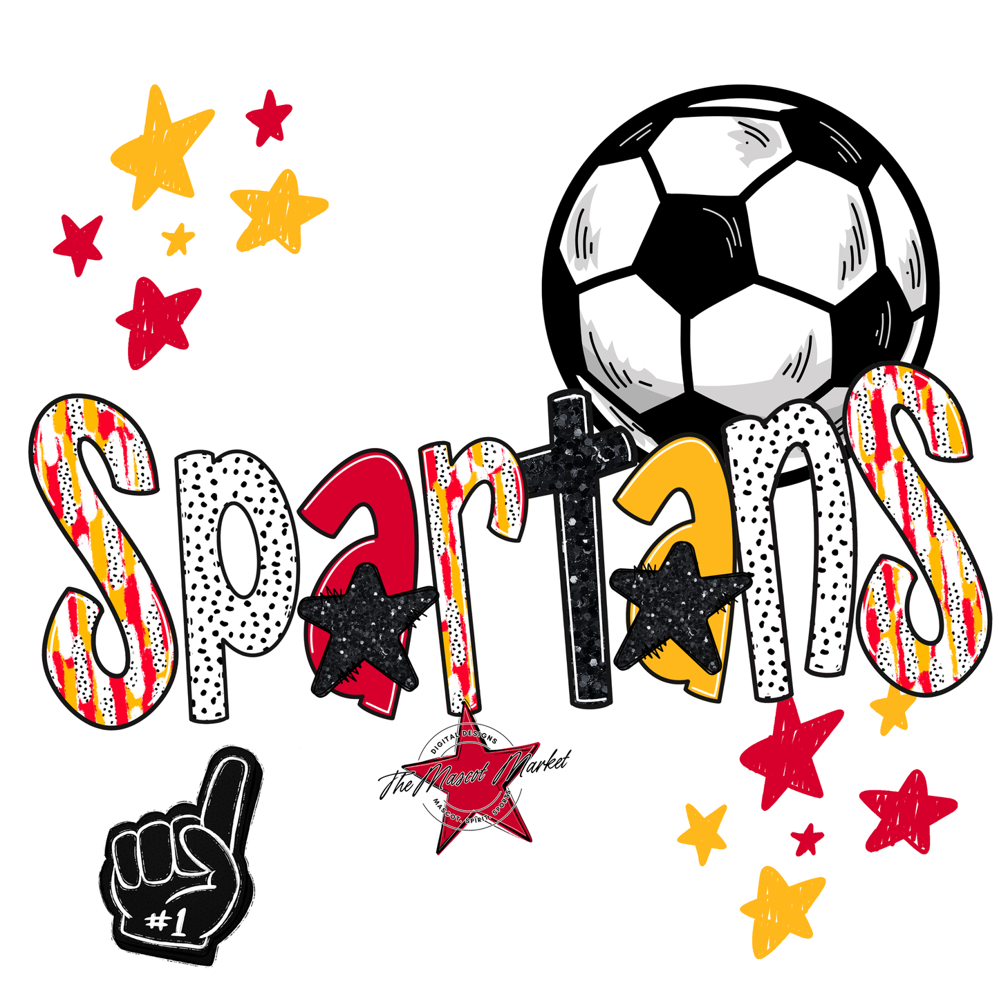 Spartans Soccer Scrape-Red-Yellow