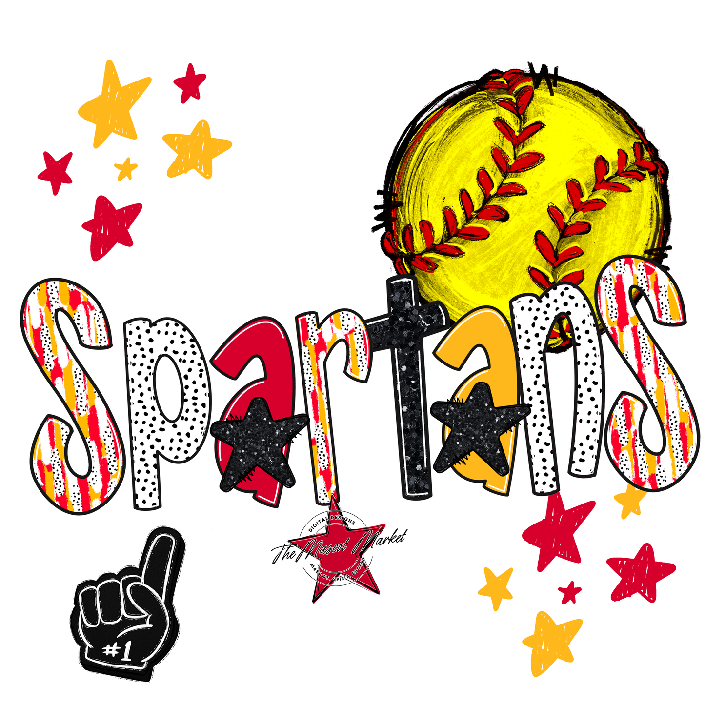 Spartans Softball Scrape-Red-Yellow