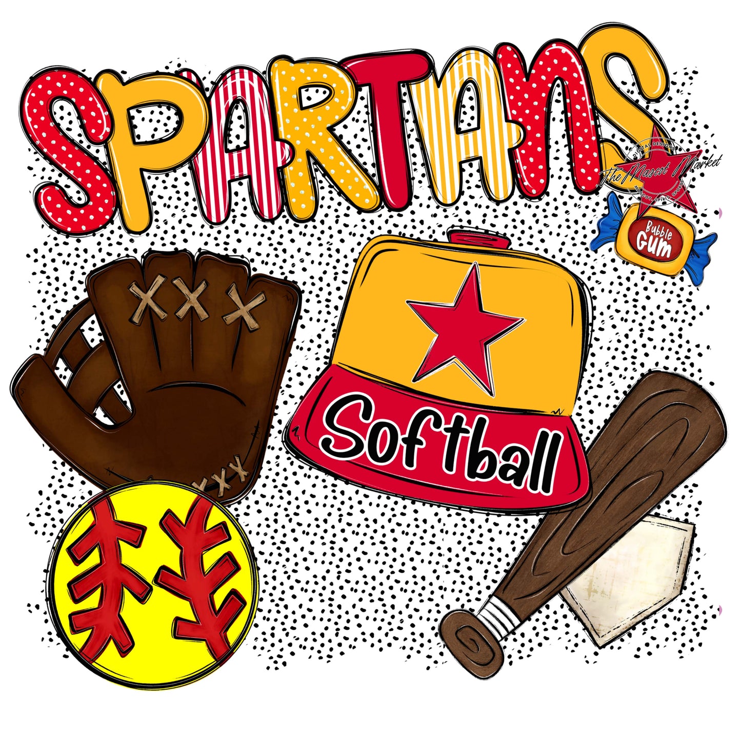 Spartans Softball Spirit-Red & Yellow