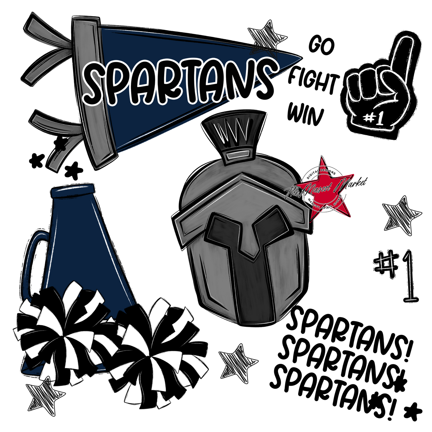 Spartans Spirit Design-Navy