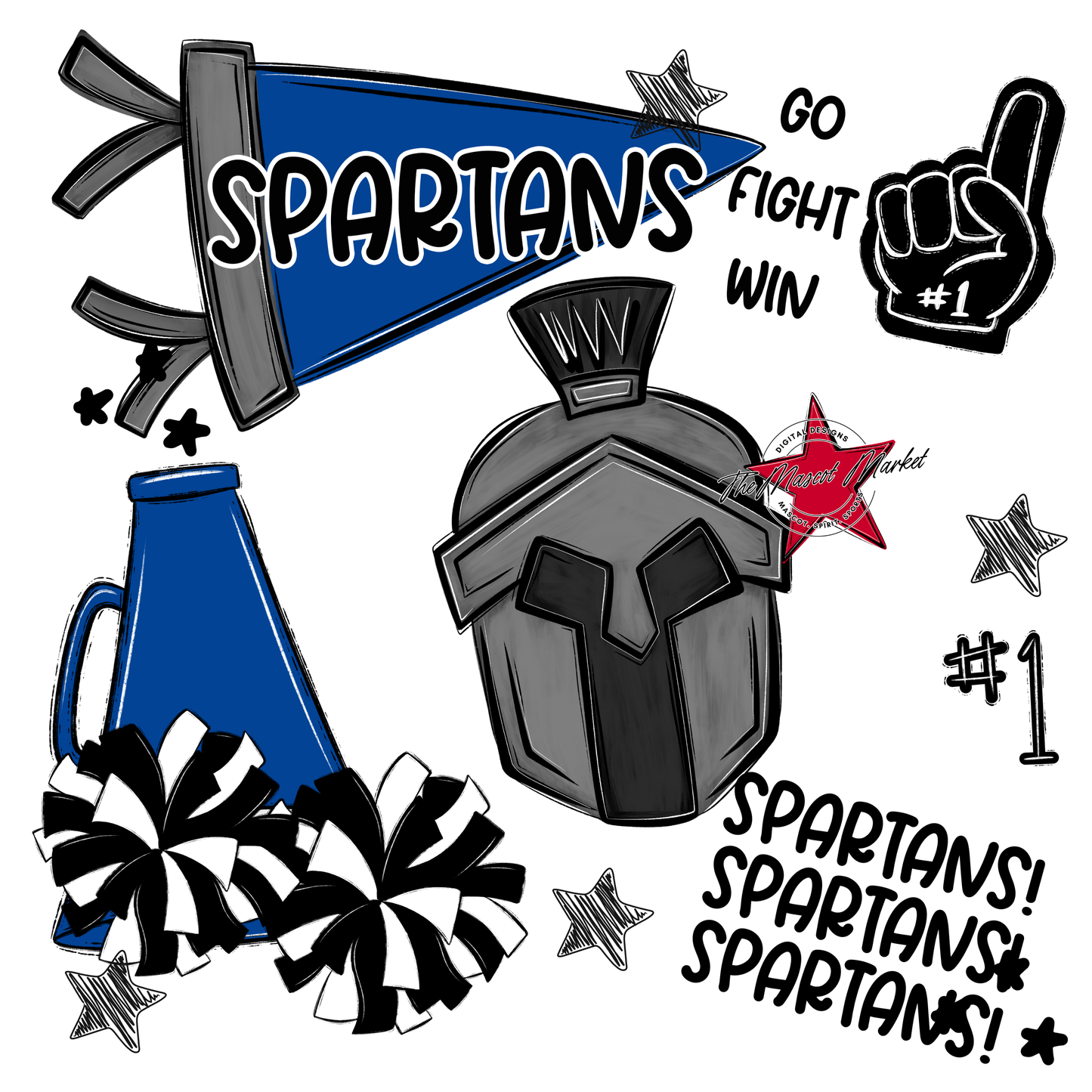 Spartans Spirit Design-Off Blue