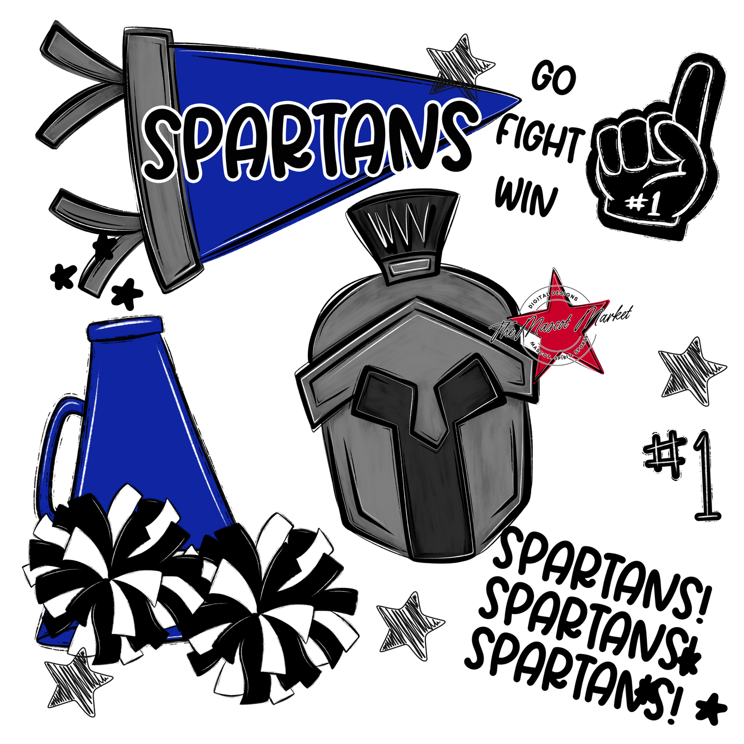 Spartans Spirit Design-Royal Blue